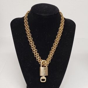 Authentic Louis Vuitton Padlock Gold Pendant W/ Fashion Geometry Stainless Steel